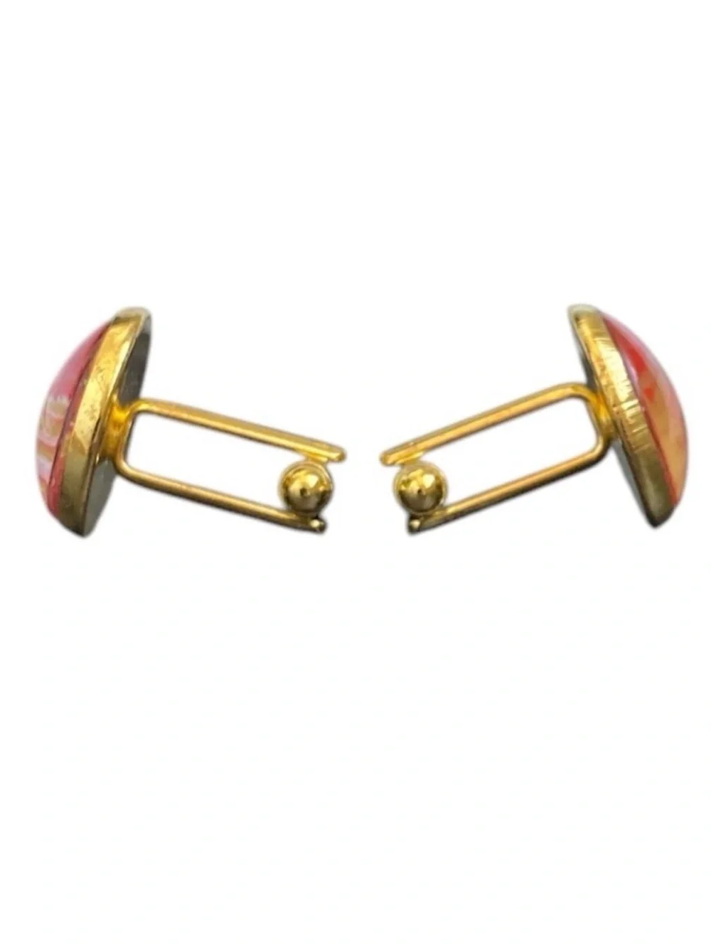 Hand Crafted Red and Gold Fluid Art Cuff Links by Svetlana Yeung